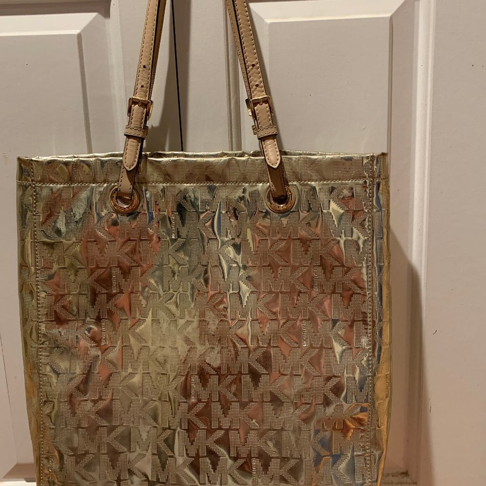 Michael Kors Gold Meallic Monogram Bag